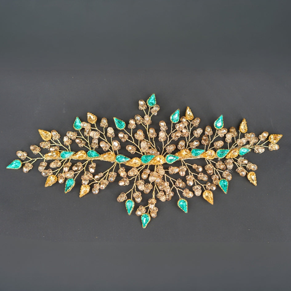 Broche bleu vert de cheveux pour mariage