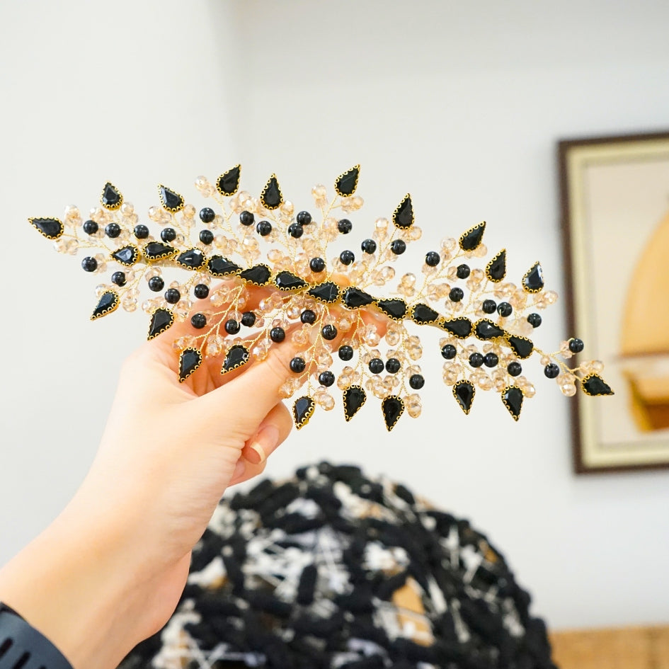 Broche noir de cheveux pour mariage