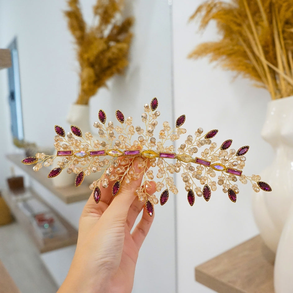 Broche violet de cheveux pour mariage