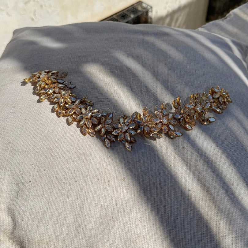 Broche floral doré strass mariage