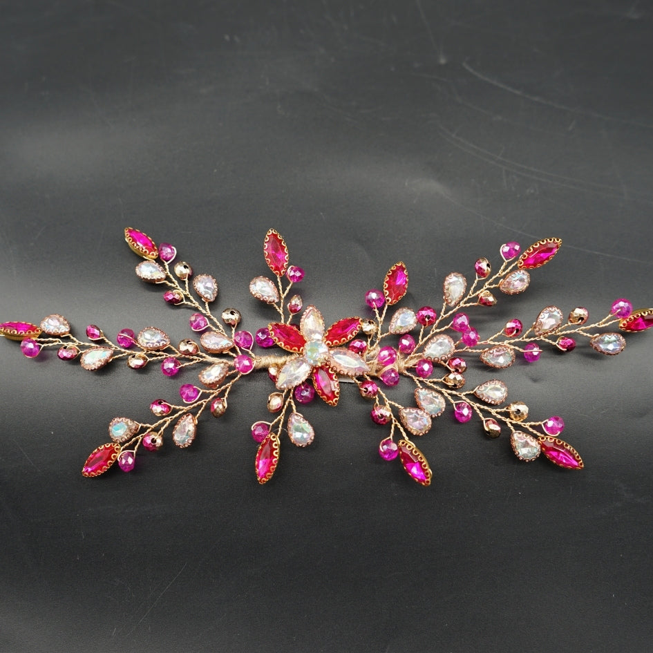 Broche rose fuchsia style fleur