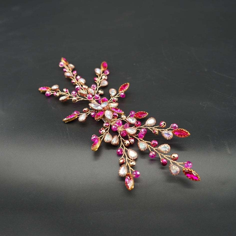 Broche rose fuchsia style fleur