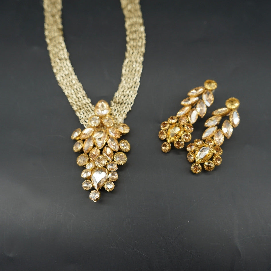 Parure collier doré cristal luxe