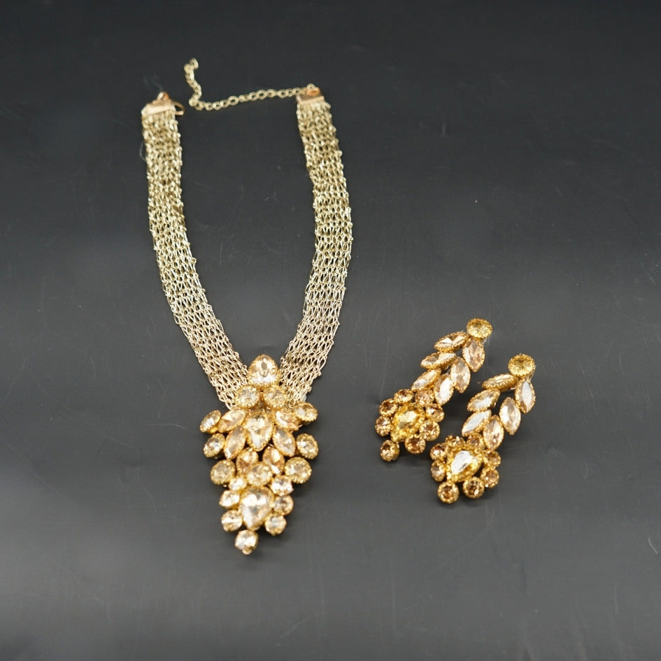 Parure collier doré cristal luxe