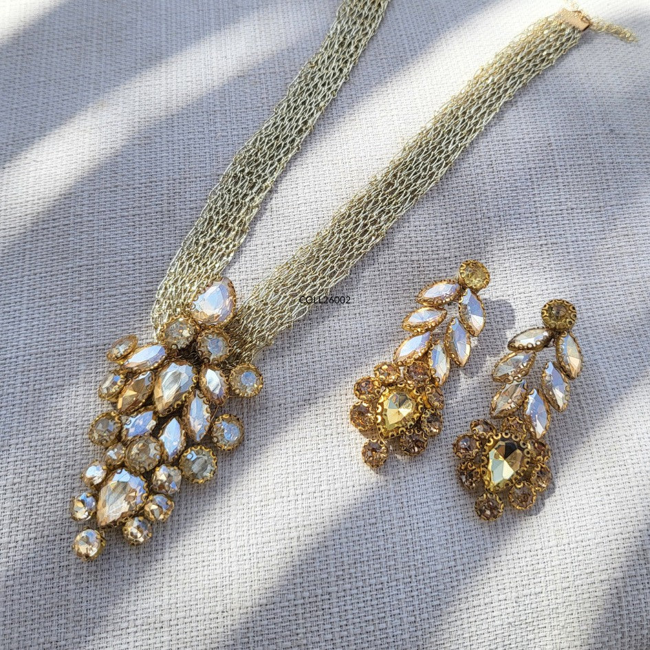 Parure collier doré cristal luxe