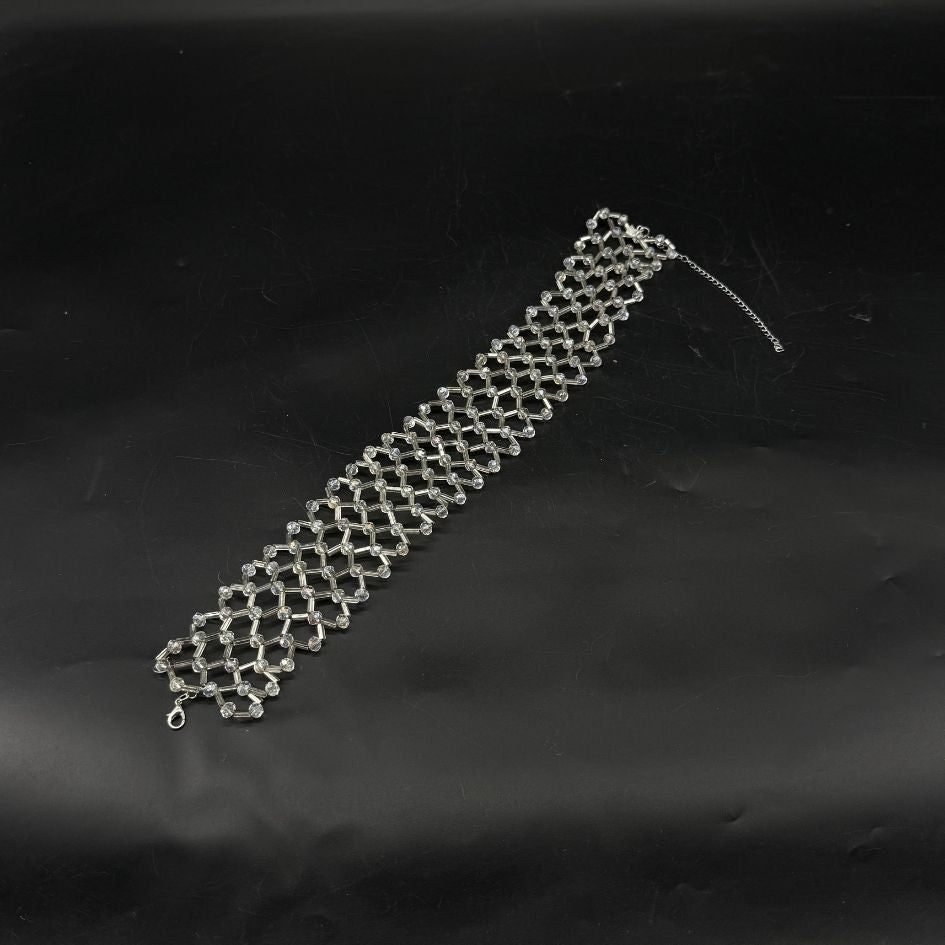 Collier Ras du Cou Argenté en Strass Cristallins