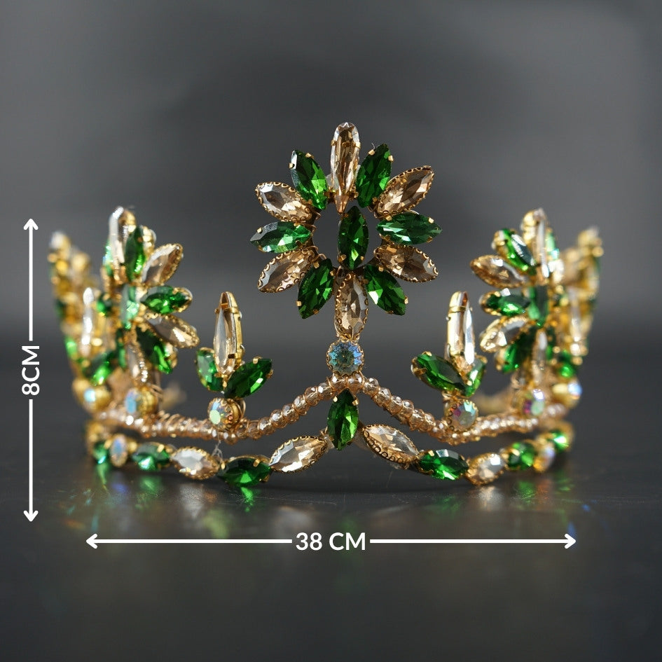 Couronne verte dorée luxe cristaux