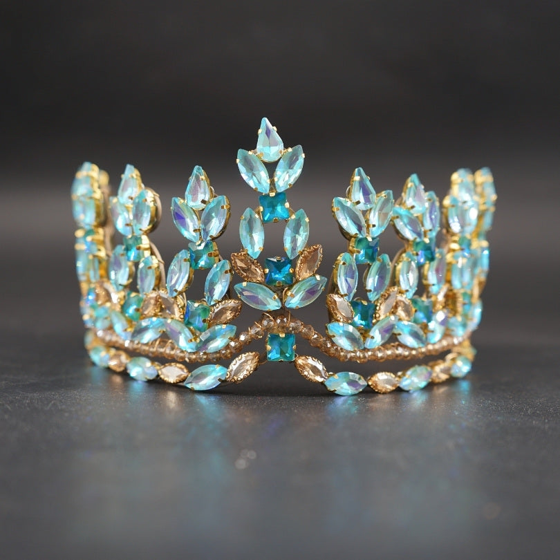 Couronne Luxe Bleu ciel et Doré Accessoire Mariée