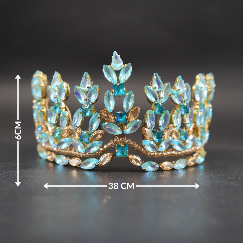 Couronne Luxe Bleu ciel et Doré Accessoire Mariée