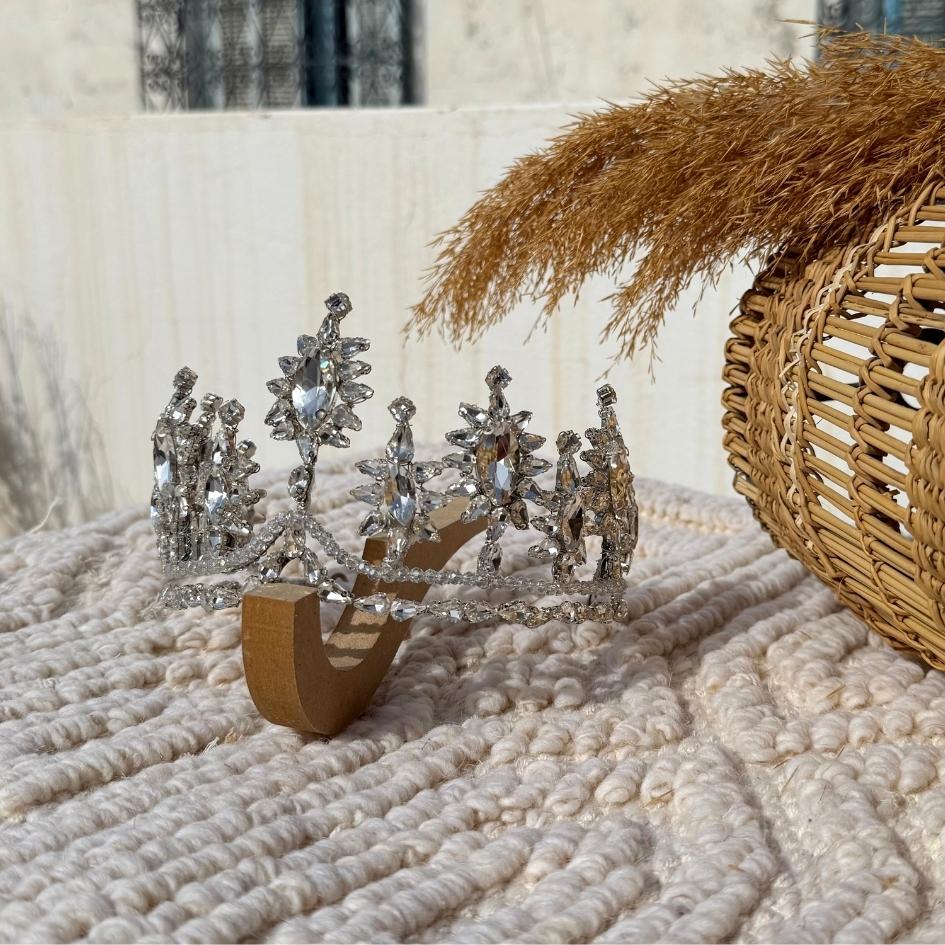 Couronne de Mariée Royale en Cristal Argenté