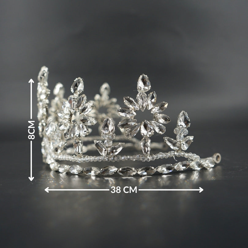 Couronne argentée fleurs cristaux luxe