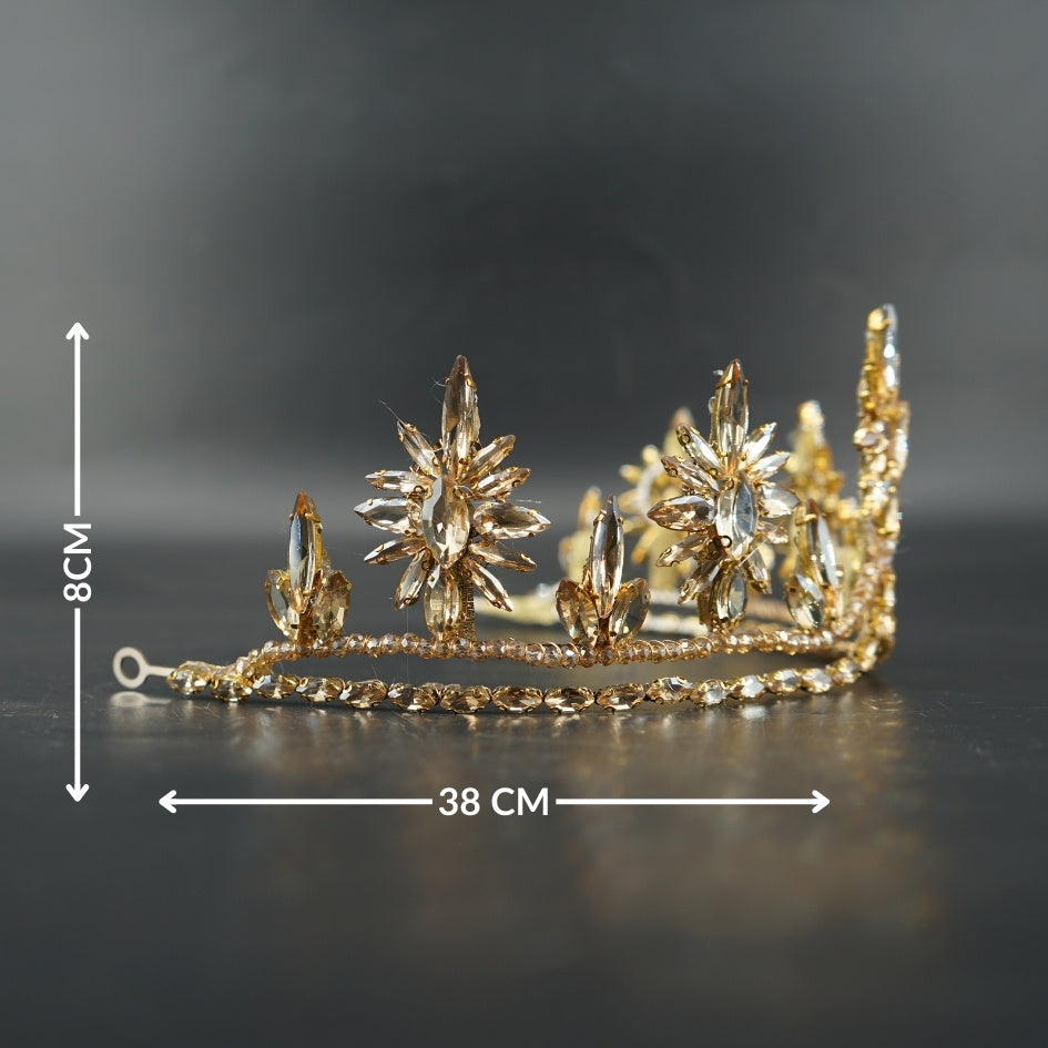 Couronne dorée de mariage en cristal