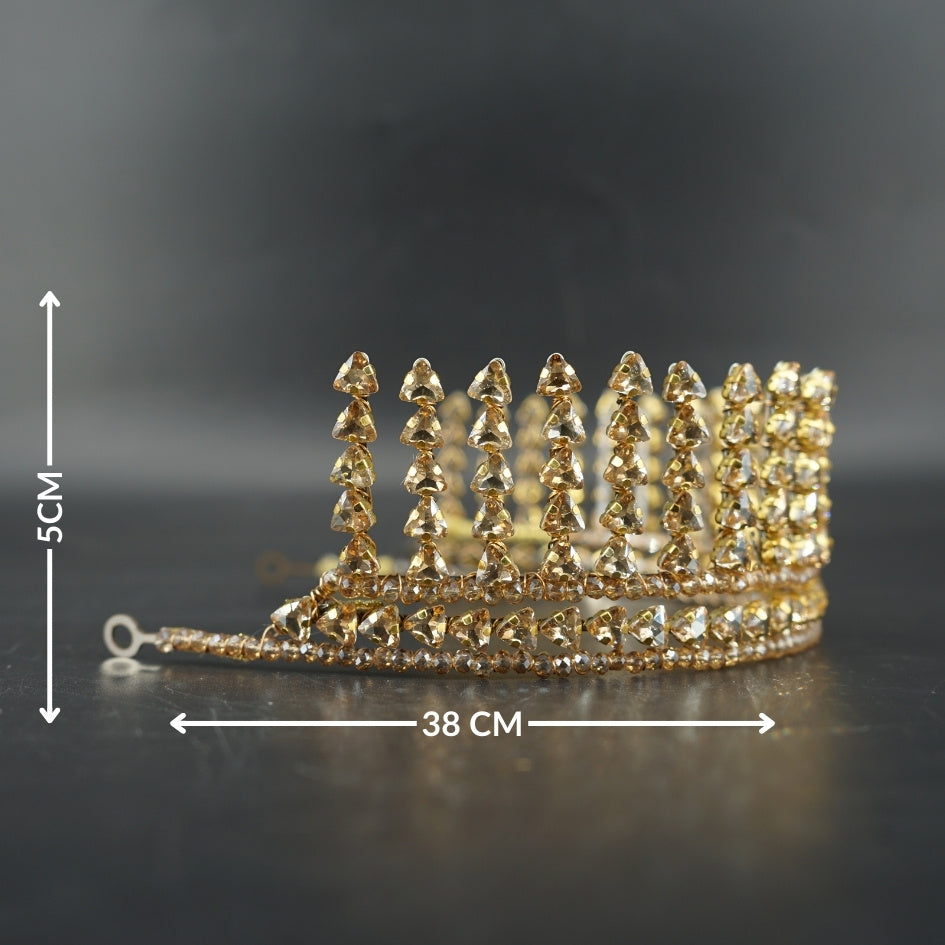 Couronne de mariage dorée à motifs triangulaires