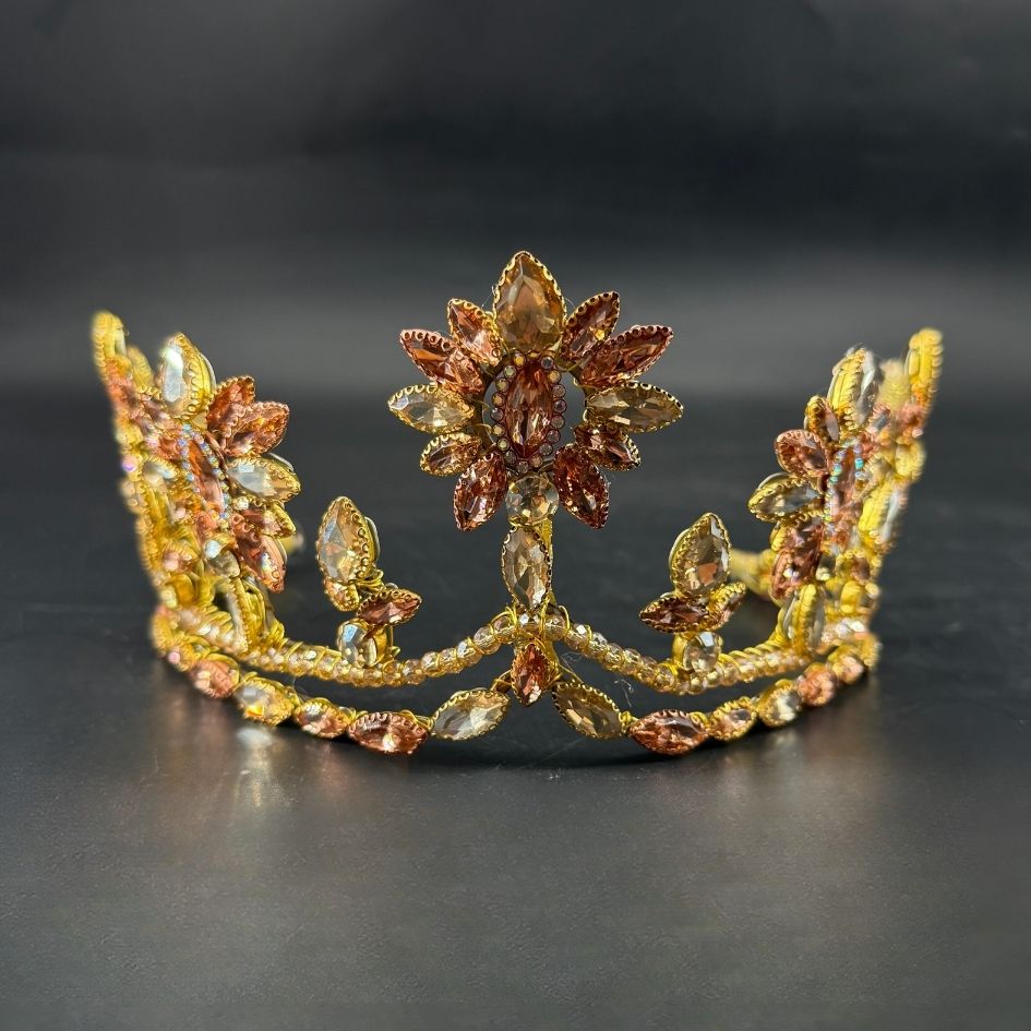 Couronne princesse dorée champagne avec cristaux