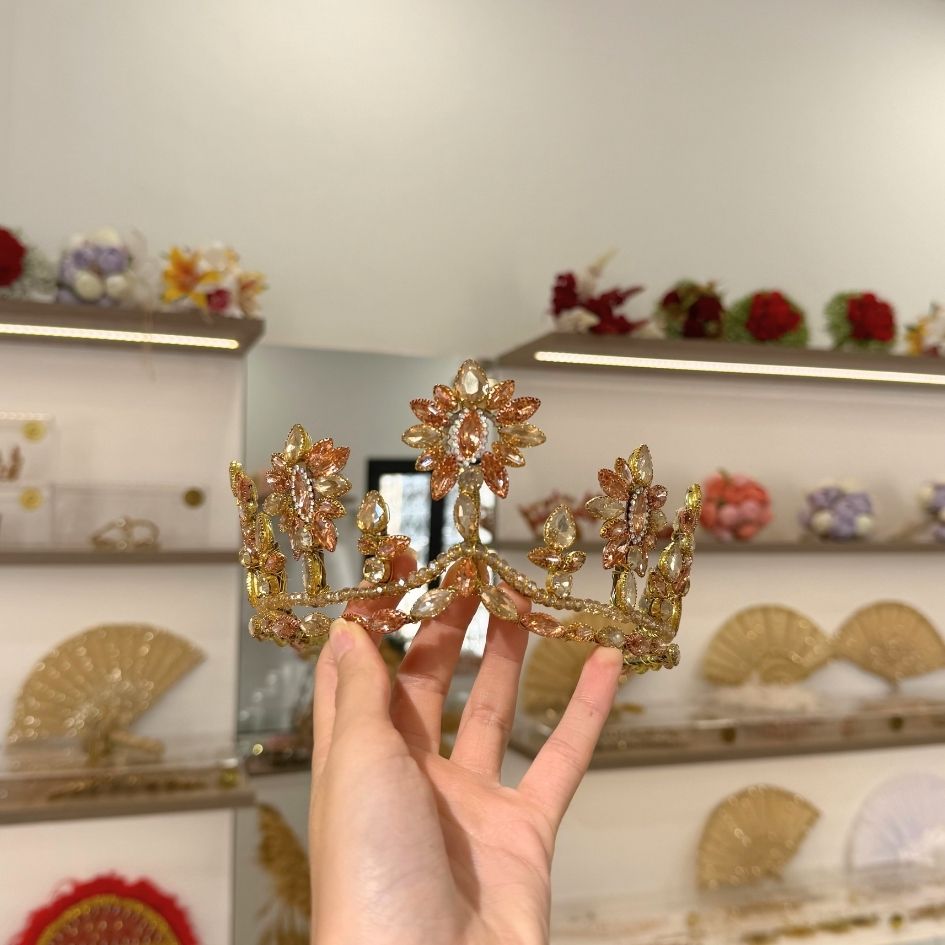 Couronne princesse dorée champagne avec cristaux