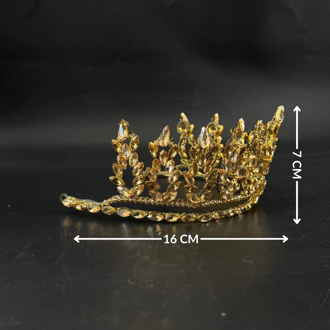 Couronne princesse dorée avec cristaux champagne