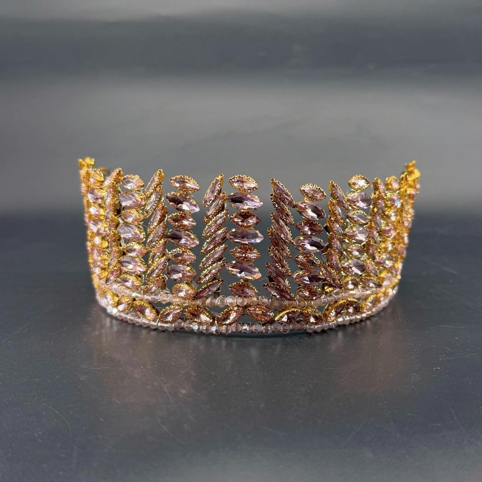 Diadème Violet Doré Couronne Élégante pour Mariée