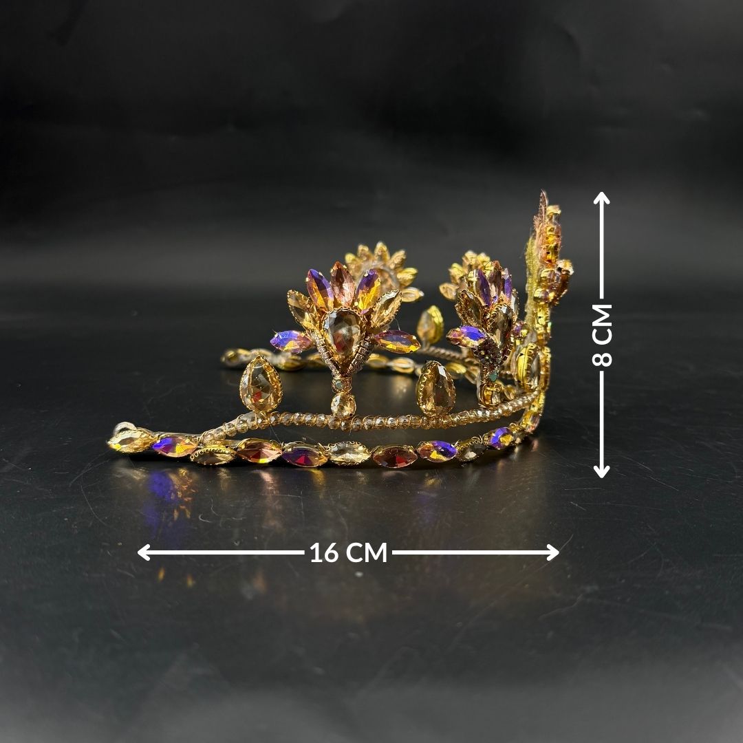 Couronne princesse dorée avec cristaux irisés