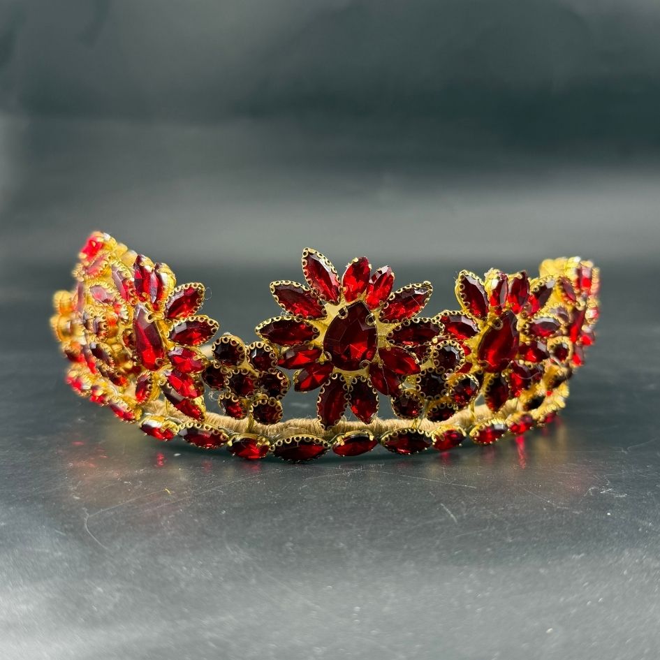 Couronne princesse rouge rubis et dorée