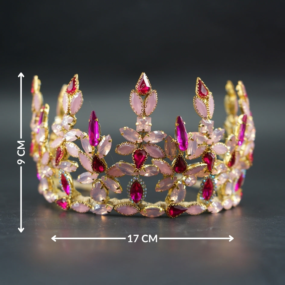 Couronne rose et mauve luxe cristaux