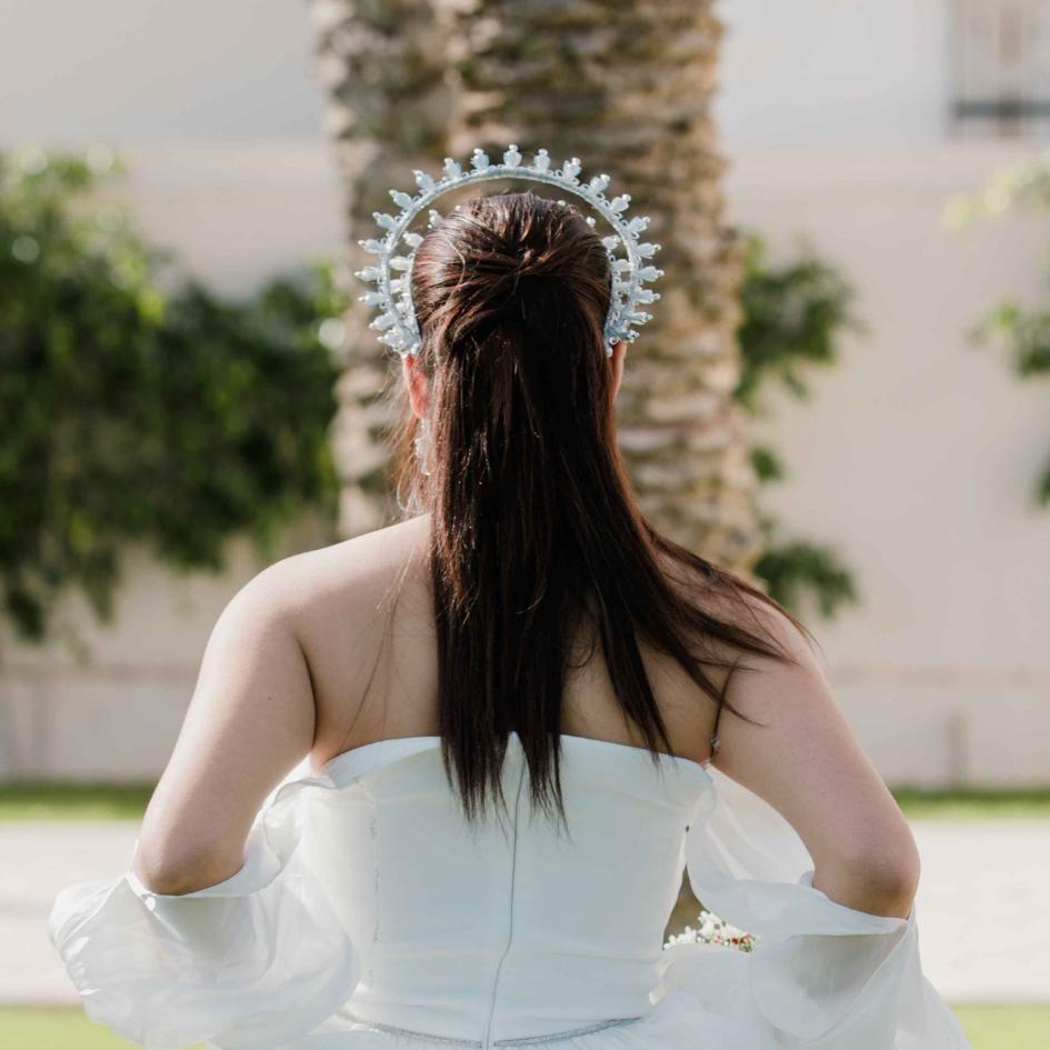 Couronne de mariage modelé double couleur blanc