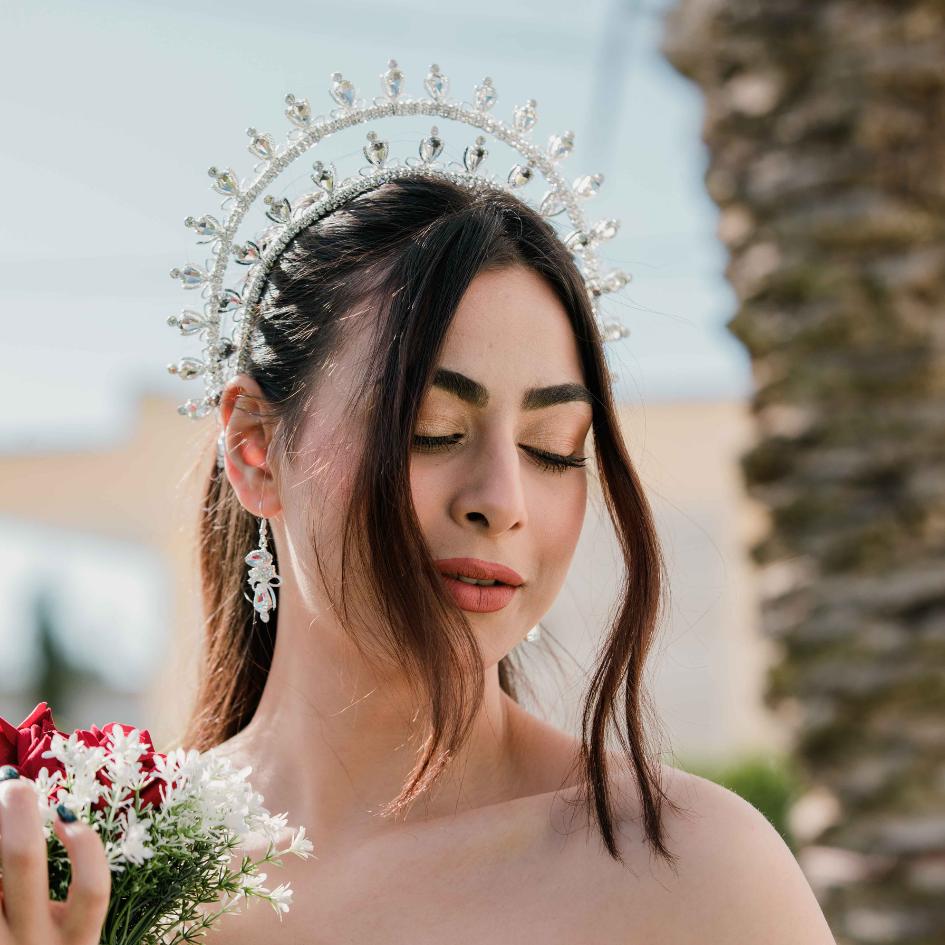 Couronne de mariage modelé double couleur blanc