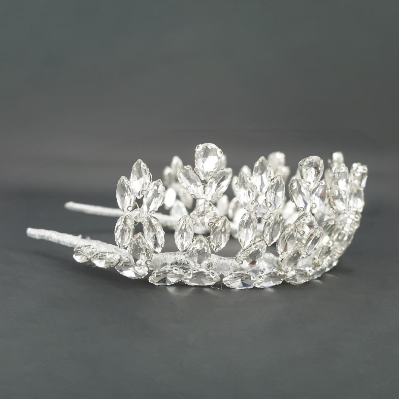 Diadème de mariage nuptiale, couronne de perles argentées, couronne de cheveux de mariage en cristal et perle, casque de mariage, diadèmes de princesse, Couronne, accessoires pour cheveux