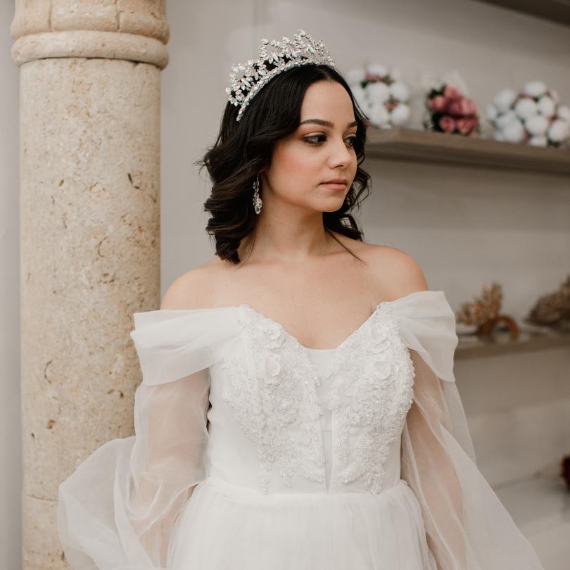 Diadème de mariage en perles et cristal, diadème de mariée, casque de mariage en perles, diadème de mariage en perles, couronne de mariage en cristal, Couronne couleur blanche