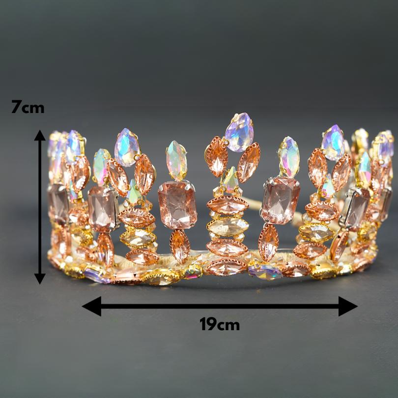 Couronne de mariée en pierre de cristal , Couronne de mariée en pierre de cristal couleur bronze , mariage, diadème de mariée, diadème de mariée fleuri, accessoire de cheveux, cérémonie, couronne, couronne de la reine