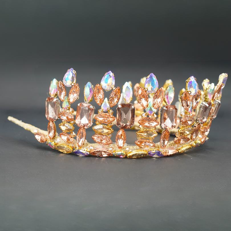 Couronne de mariée en pierre de cristal , Couronne de mariée en pierre de cristal couleur bronze , mariage, diadème de mariée, diadème de mariée fleuri, accessoire de cheveux, cérémonie, couronne, couronne de la reine
