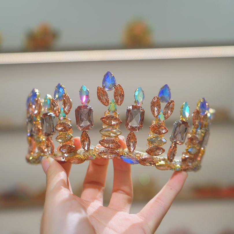 Couronne de mariée en pierre de cristal , Couronne de mariée en pierre de cristal couleur bronze , mariage, diadème de mariée, diadème de mariée fleuri, accessoire de cheveux, cérémonie, couronne, couronne de la reine