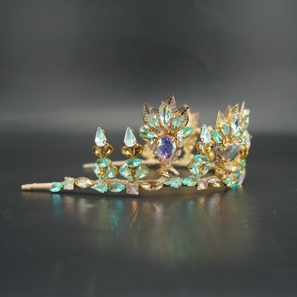 Couronne cérémonie mariée pierres couleur bleu