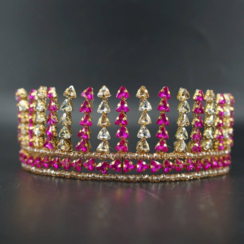 Couronne de mariée rose et dorée style royal