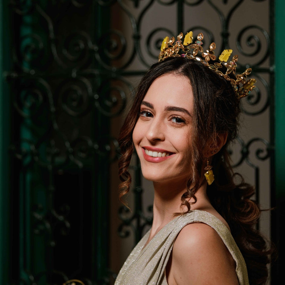 Boucles d’oreilles cristal jaune pour soirée