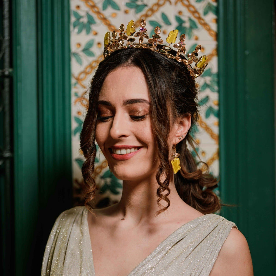 Boucles d’oreilles cristal jaune pour soirée