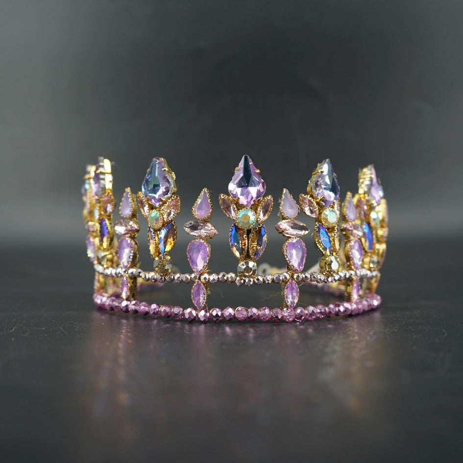 Couronne de mariage mauve et or élégante
