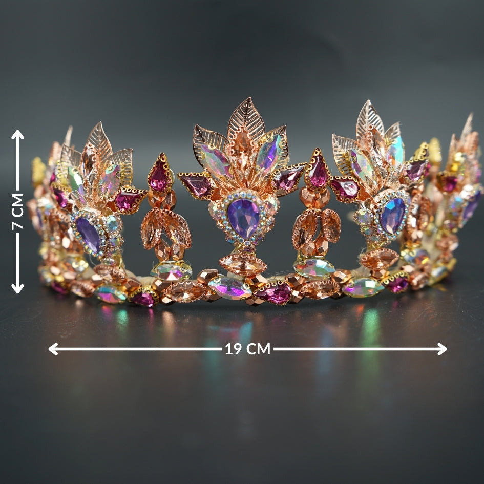 Couronne de mariée en cristaux roses et move – Style royal