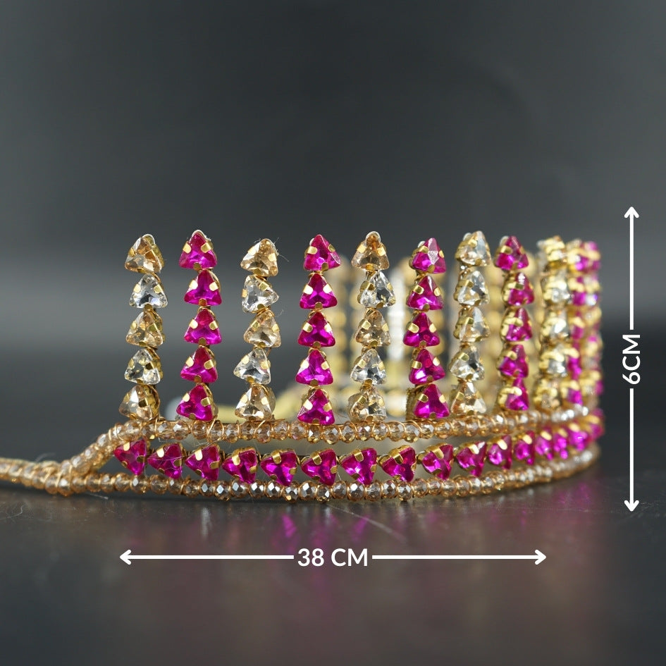 Couronne de mariée rose et dorée style royal