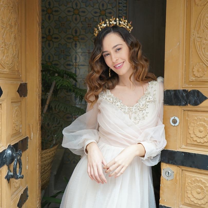 Diadème de mariée diadème en perles d'or avec cristaux et feuilles d'or pour la mariée, morceau de cheveux de mariage, bandeau diadème doré