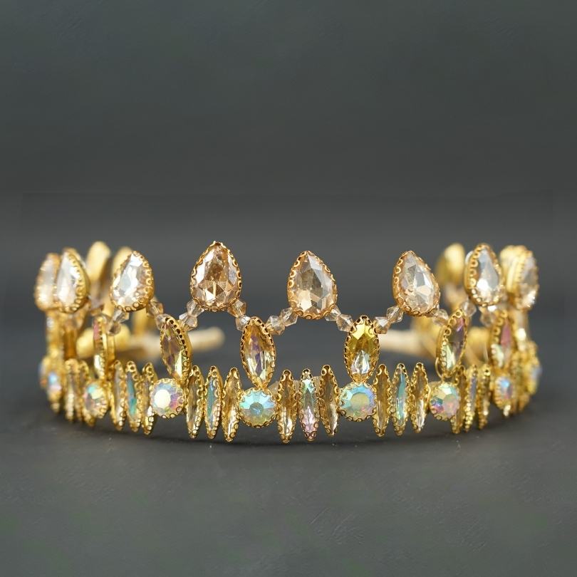 Haute couronne d'or Diadème de champagne Diadème d'or Diadème de mariage Diadème de mariée, Couronne de mariée Couronne de mariage Casque d'or