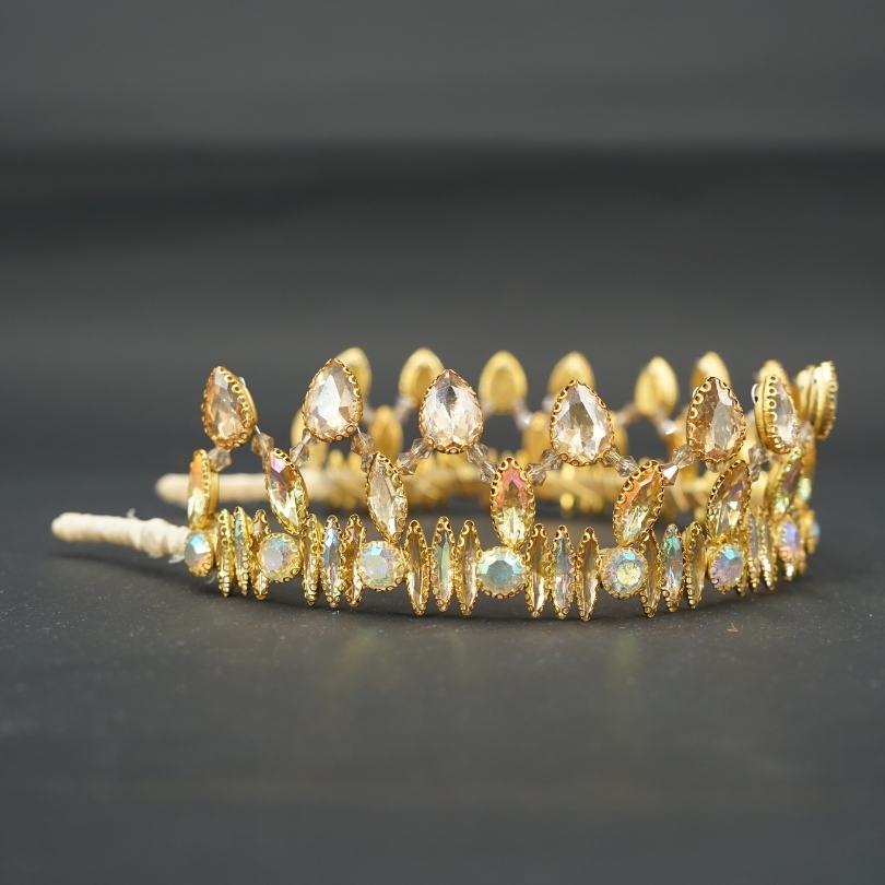 Haute couronne d'or Diadème de champagne Diadème d'or Diadème de mariage Diadème de mariée, Couronne de mariée Couronne de mariage Casque d'or