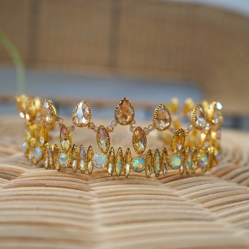 Haute couronne d'or Diadème de champagne Diadème d'or Diadème de mariage Diadème de mariée, Couronne de mariée Couronne de mariage Casque d'or