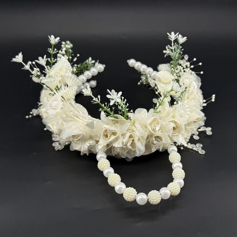 Couronne fleur pour festival couleur beige