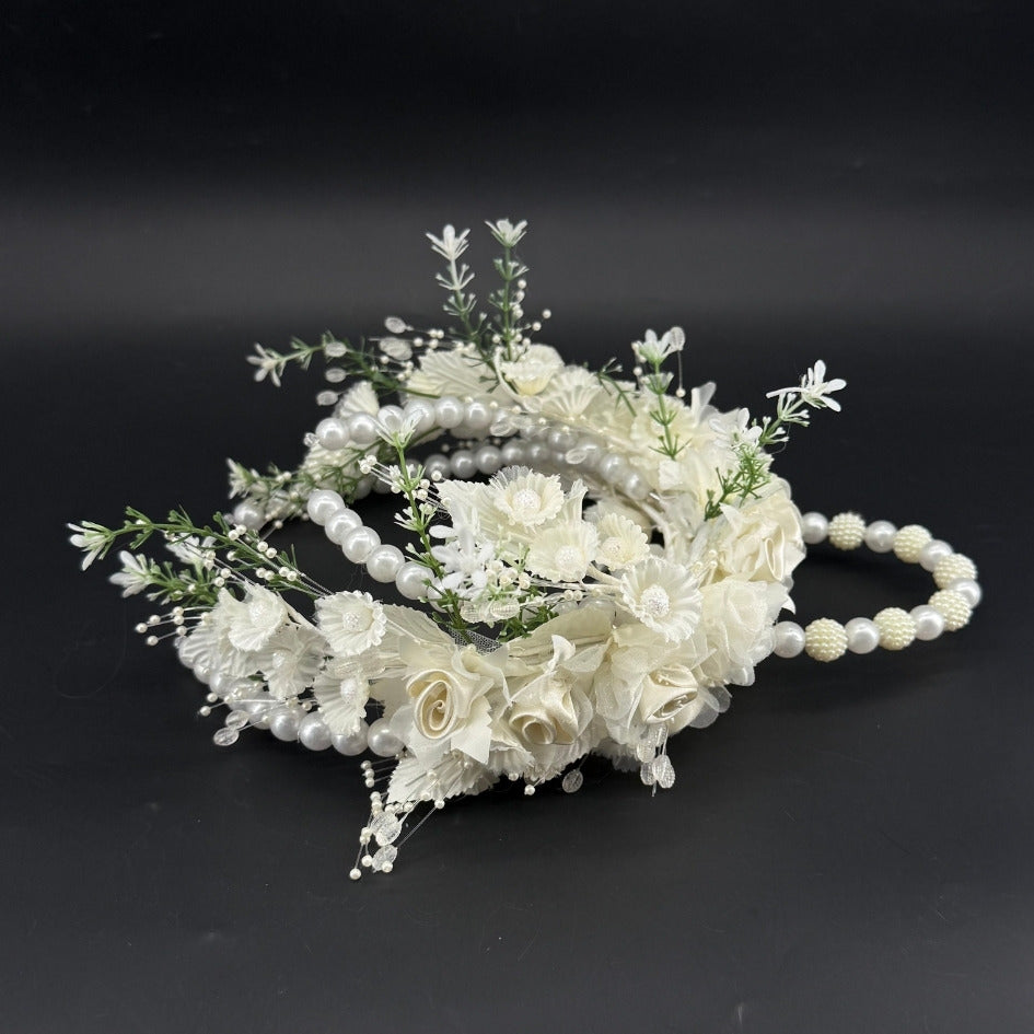Couronne fleur pour festival couleur beige