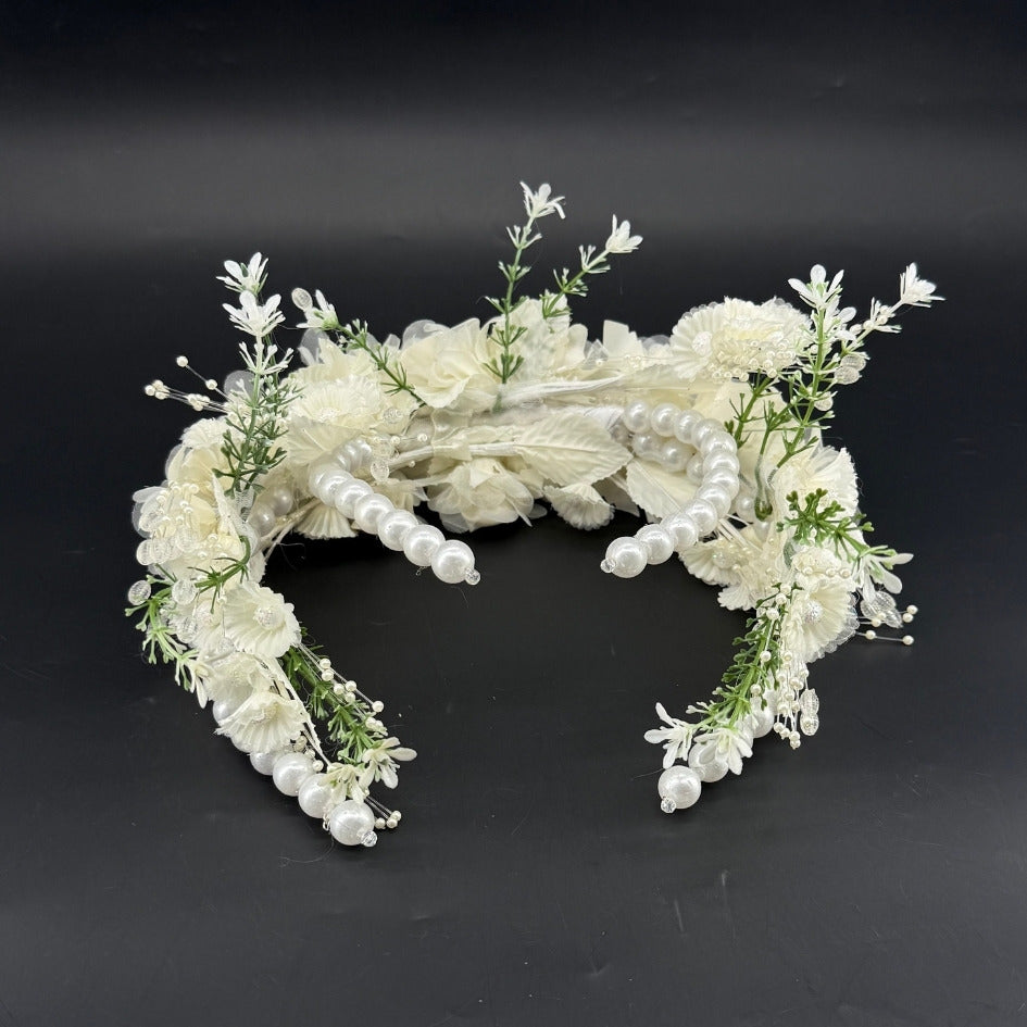 Couronne fleur pour festival couleur beige