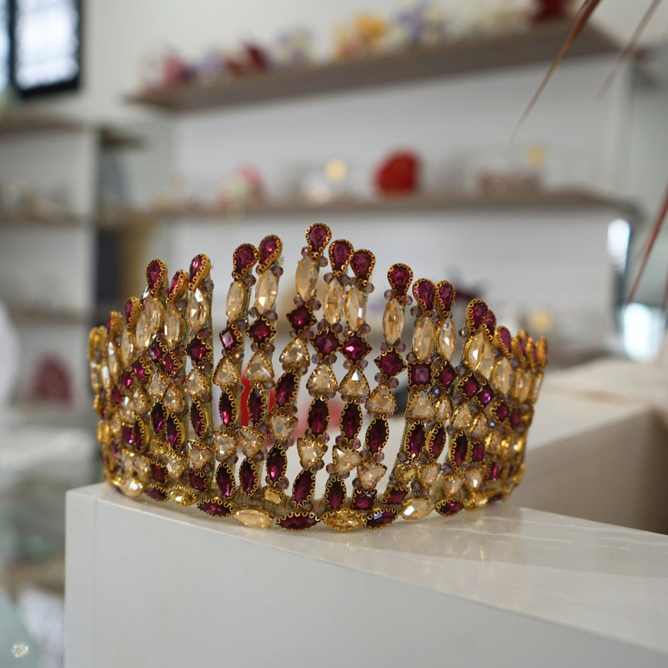 Couronne mariage mauve et dorée - royal scintillant