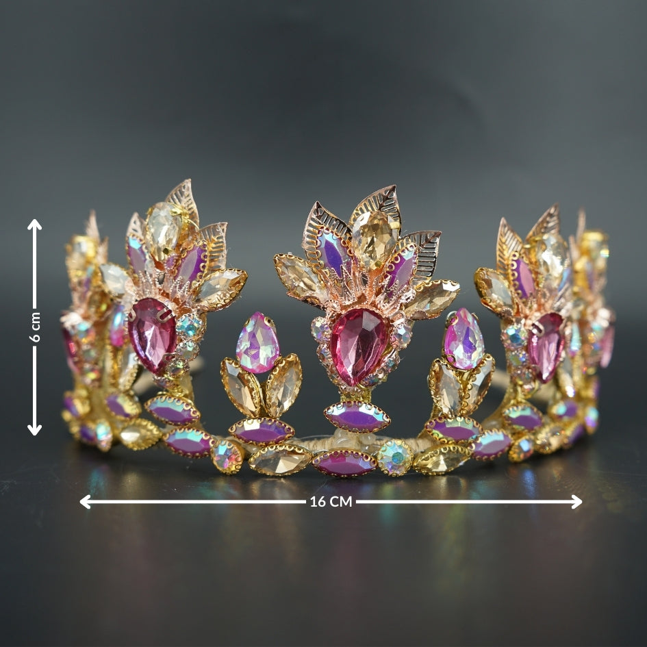 Couronne mariage rose et or – Diadème strass luxe