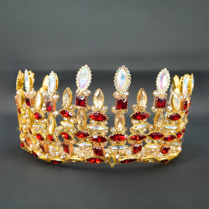 Diadème rouge, couronne de strass, diadème adulte, morceau de cheveux de mariage rouge, couronne rouge, diadème de cheveux, couronne de diadème de reine, diadème de princesse pour femme