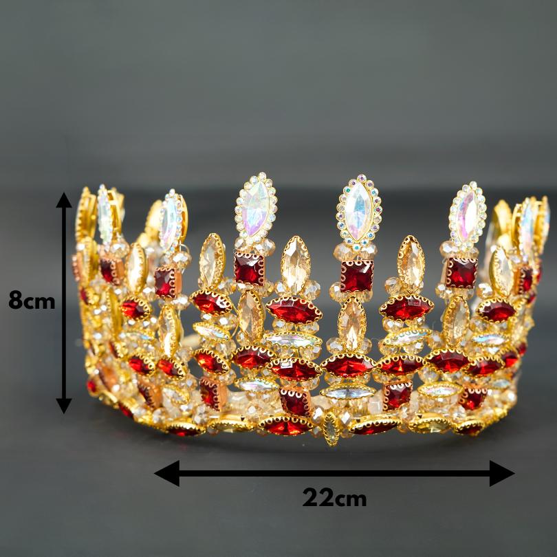 Diadème rouge, couronne de strass, diadème adulte, morceau de cheveux de mariage rouge, couronne rouge, diadème de cheveux, couronne de diadème de reine, diadème de princesse pour femme
