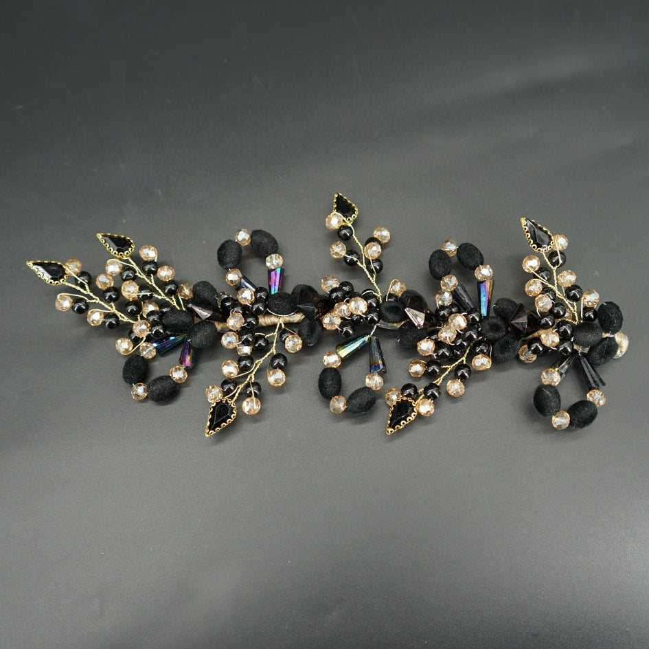 Décoration cheveux mariage – Peigne fait main cristaux Noir